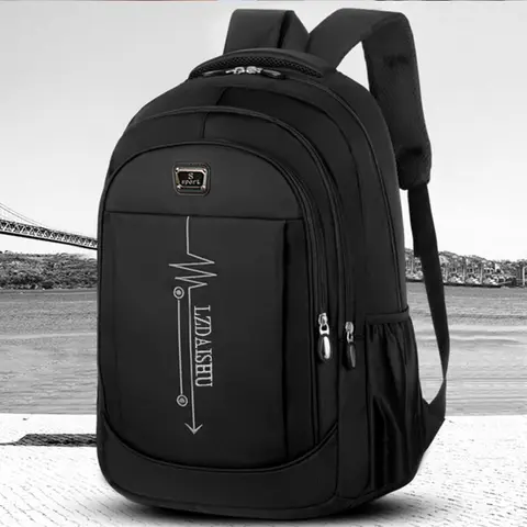 Business casual backpack for men, laptop bag, large capacity travel bag, student schoolbag, Korean version student backpack [zip