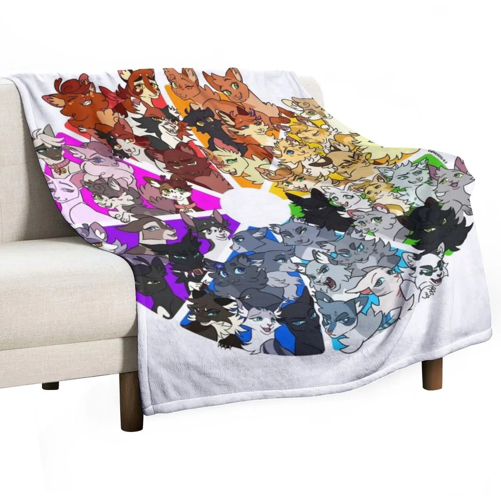 Warrior cats color wheel Throw Blanket Retros Single heavy to sleep Travel Blankets