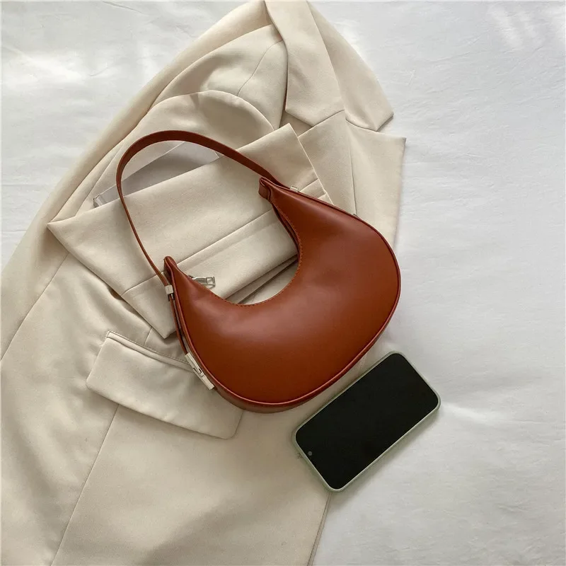 Fashion Luxury Design PU Leather Hobo Shoulder Bag Women Small Clutch Handbag Purse Female Underarm Bag Travel Totes