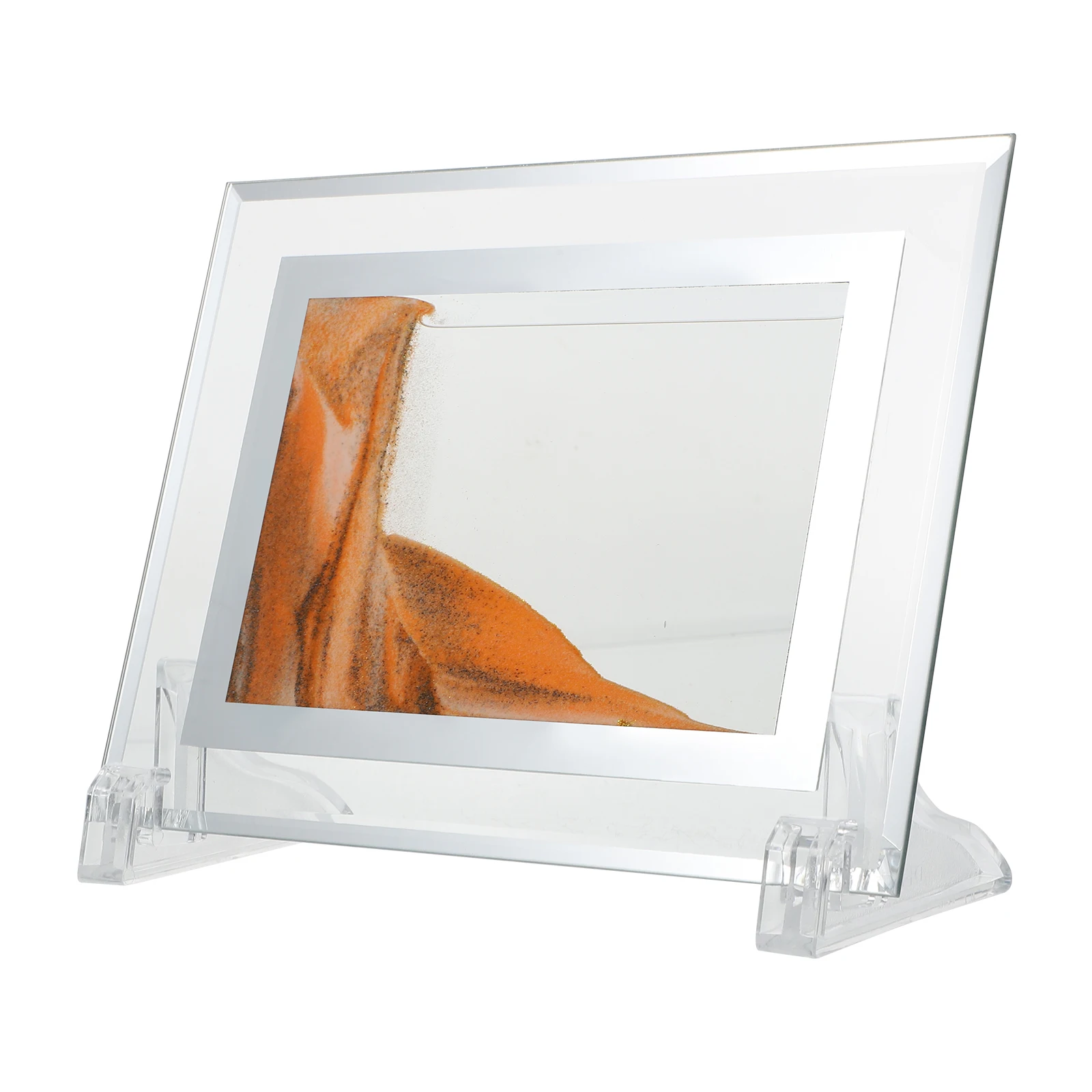 Ornamenti per pittura con sabbie mobili 3D Decorazioni per il desktop Display con sabbia fine Ornamento antistress Arancione