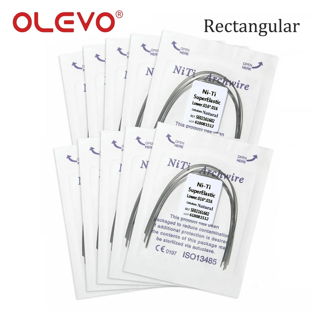 OLEVO 10 Stück Niti Kieferorthopädische Bögen Drähte Superelastischer Dentalbogen Draht Natürliche Form Runde Rechteckige Obere Untere Zahnmedizin – Detail 6