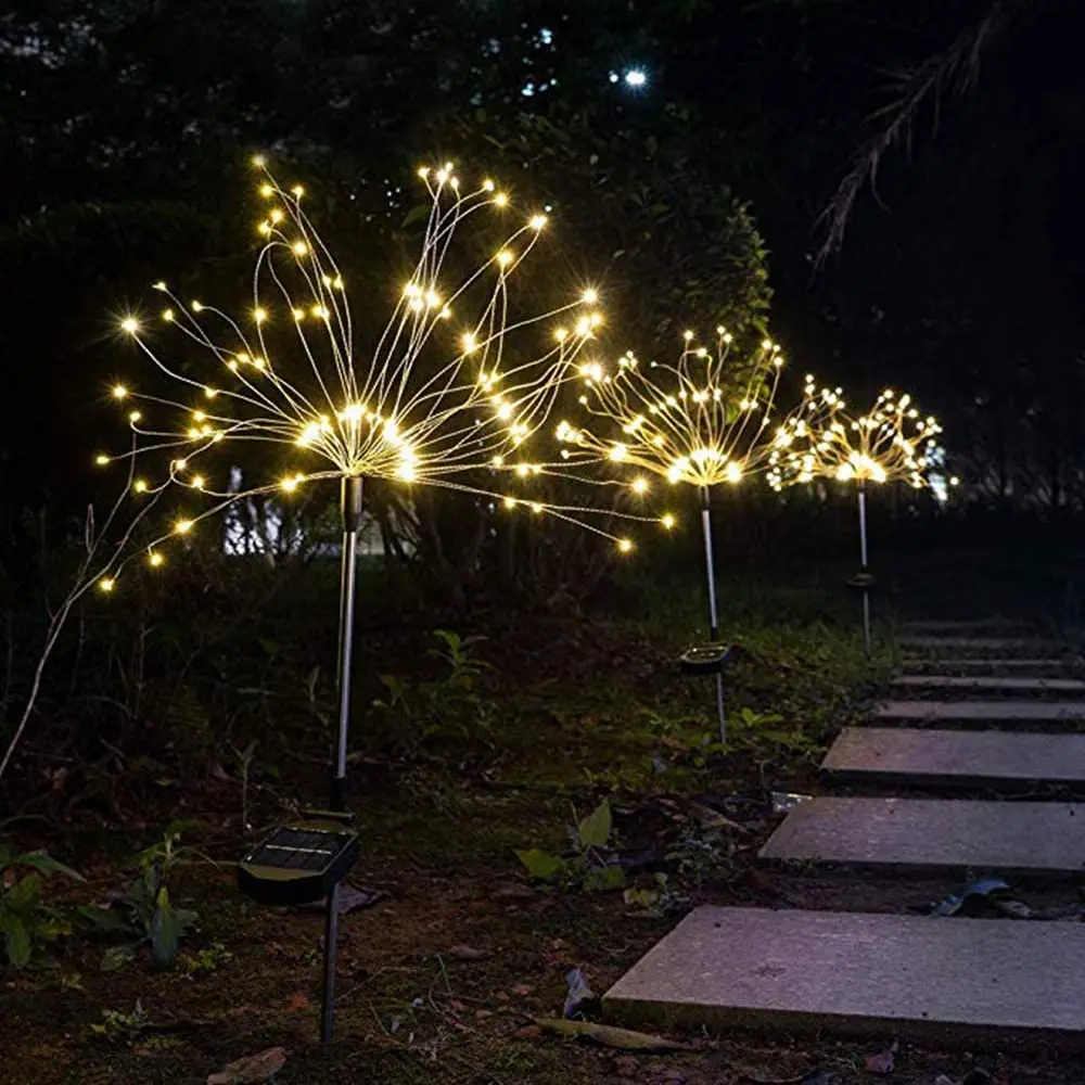 90/120/150LED Solar Light Outdoor Grass Globe Dandelion Waterproof Flash String Lamps Lawn Firework Lamp Garden Christmas Decor