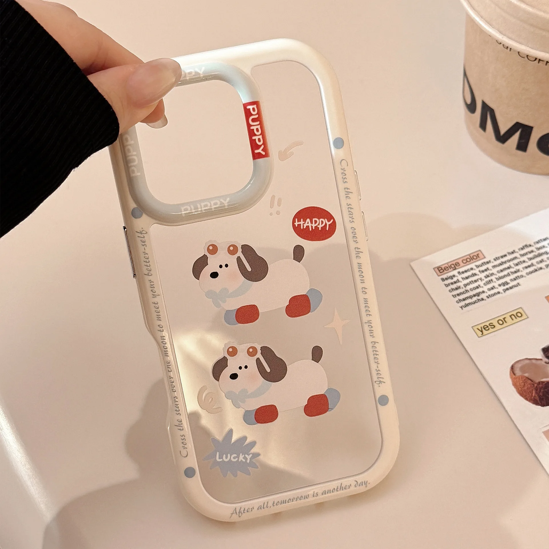 النظارات الشمسية جرو محظوظ الكلب شفافة قضية الهاتف آيفون 17 16 15 14 13 12 برو ماكس حافظة لطيف الحلو الكرتون غطاء مقاوم للصدمات