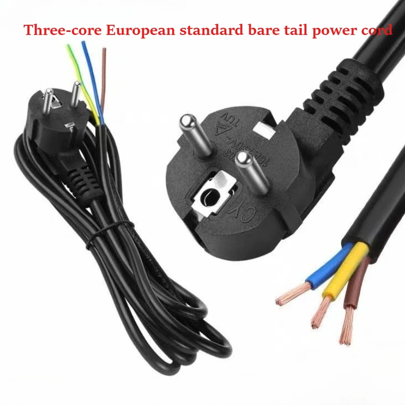 Wiring Harness 1.5M 16A EU Plug Power Cable  European  Standard Bare Tail Semi-finished Cord 3Pin 0.75/1.0/1.5/2.5 mm²