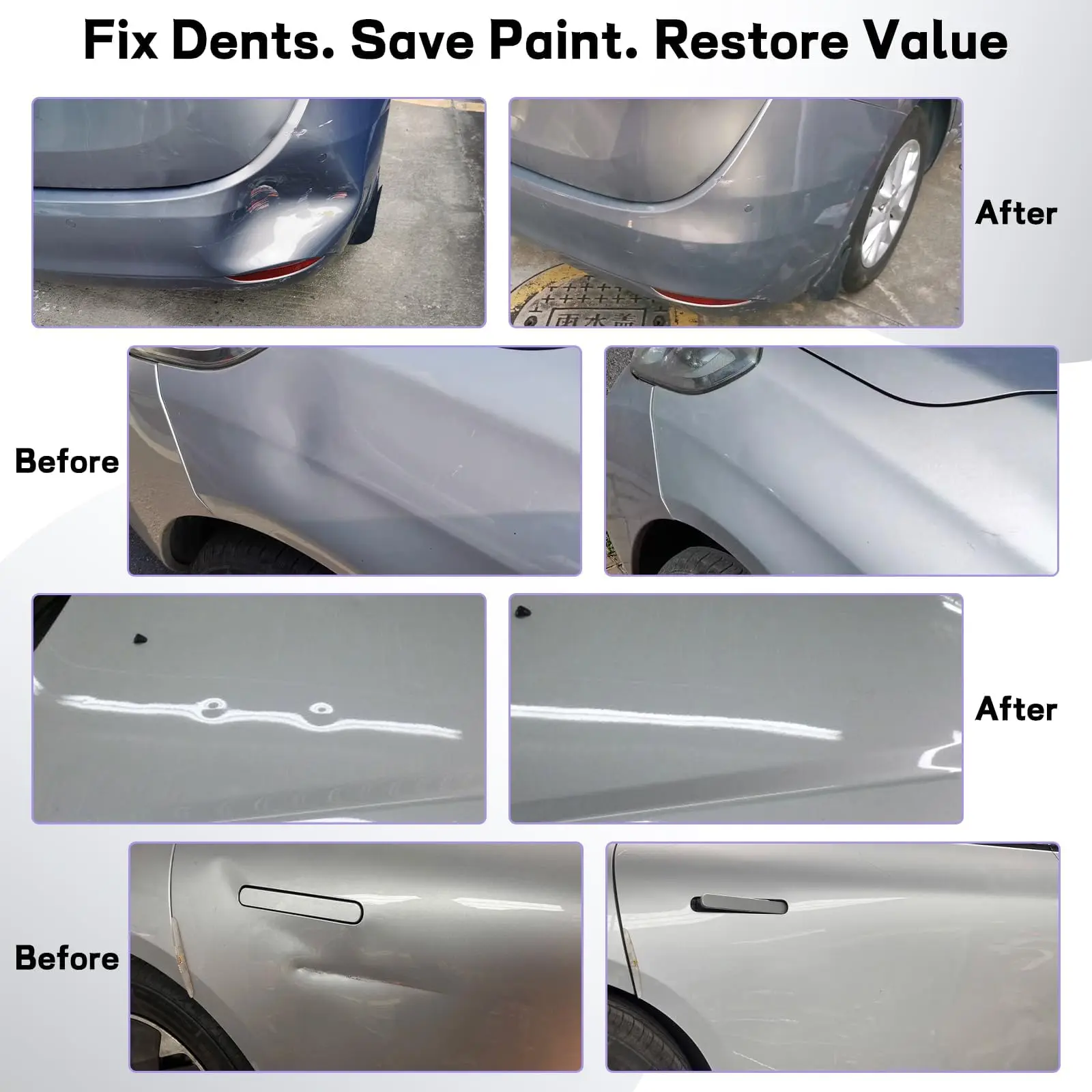 Kit Super PDR 25 Pièces Enlèvement Bosses Sans Peinture Avec Extracteur Barre T 6 Rectangulaires 18 Rondes Patches Extractrices Pour Réparation Carrosserie Kit Réparation Bosses