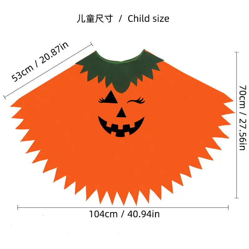 

Горячий Хэллоуин для взрослых и детей, шляпа с тыквой, плащ, костюм для родителей и детей, комплект, праздничный карнавальный сценический костюм, школьный костюм для вечеринки
