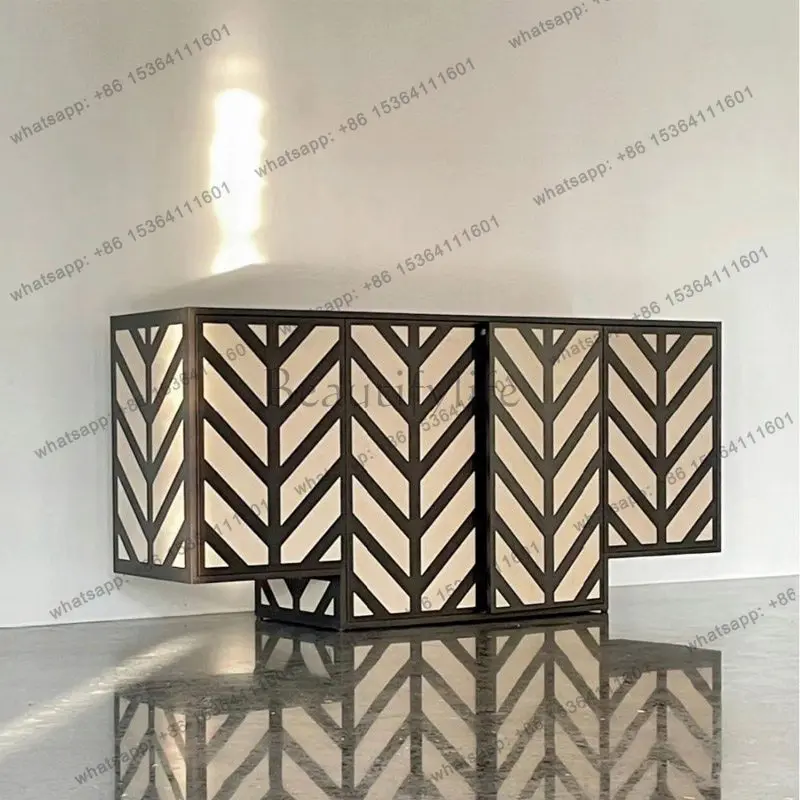 

Designer Black and White Contrast Painting Entrance Cabinet Home Aisle Decorative Art Dining Side Locker Living Room