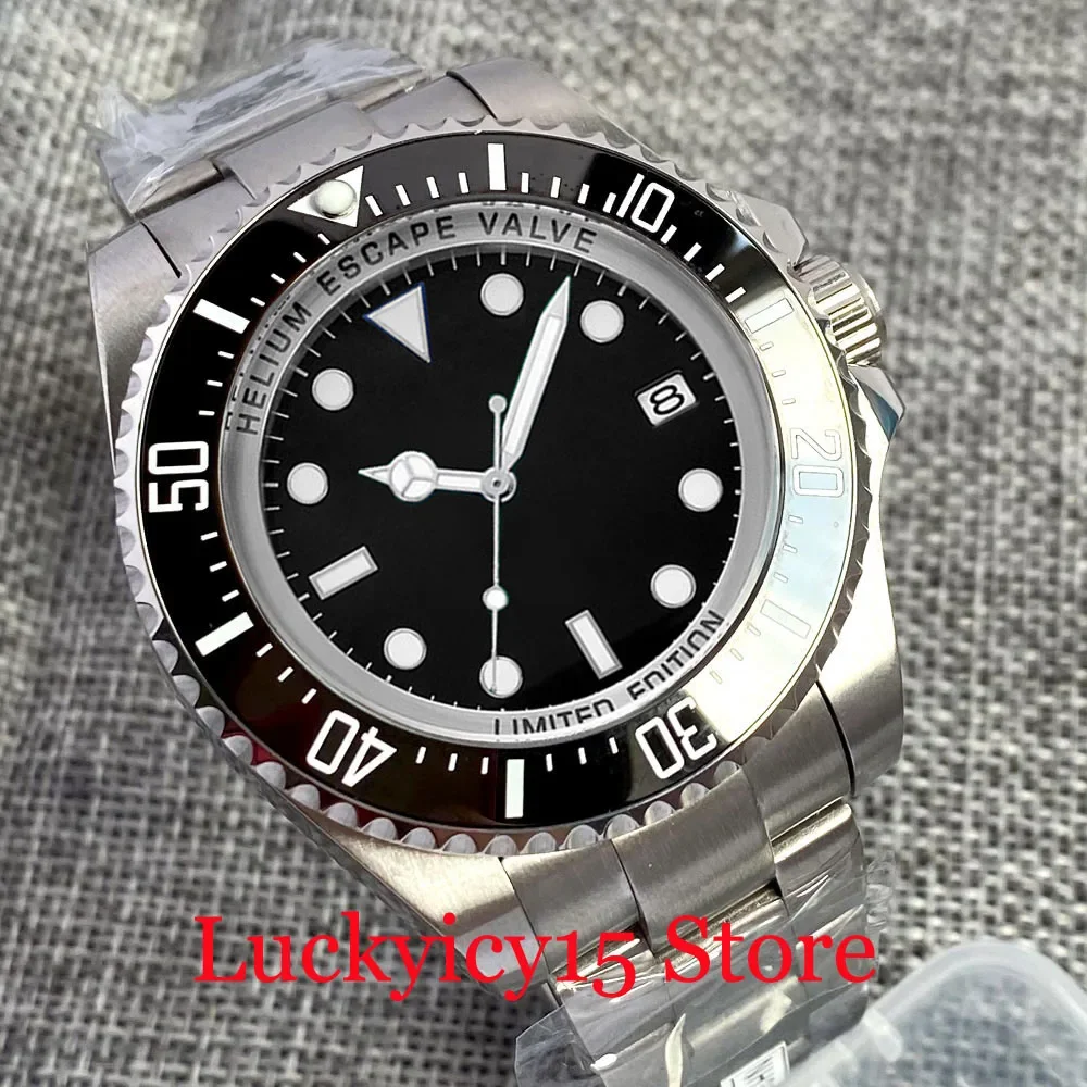 

43MM Big Watch BLIGER Fashional Sterile Black Dial NH35 PT5000 MIYOTA Automatic Men Watch Rotating Bezel Screw Crown Steel Band