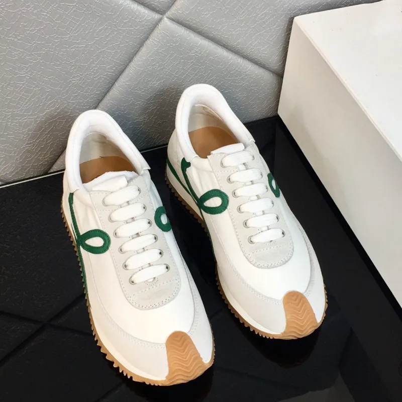 2023 New Genuine Leather Casual Sneakers Men And Women Thick Sole Platform Shoes Designer Lace Up Walking Sports Ladies Shoes