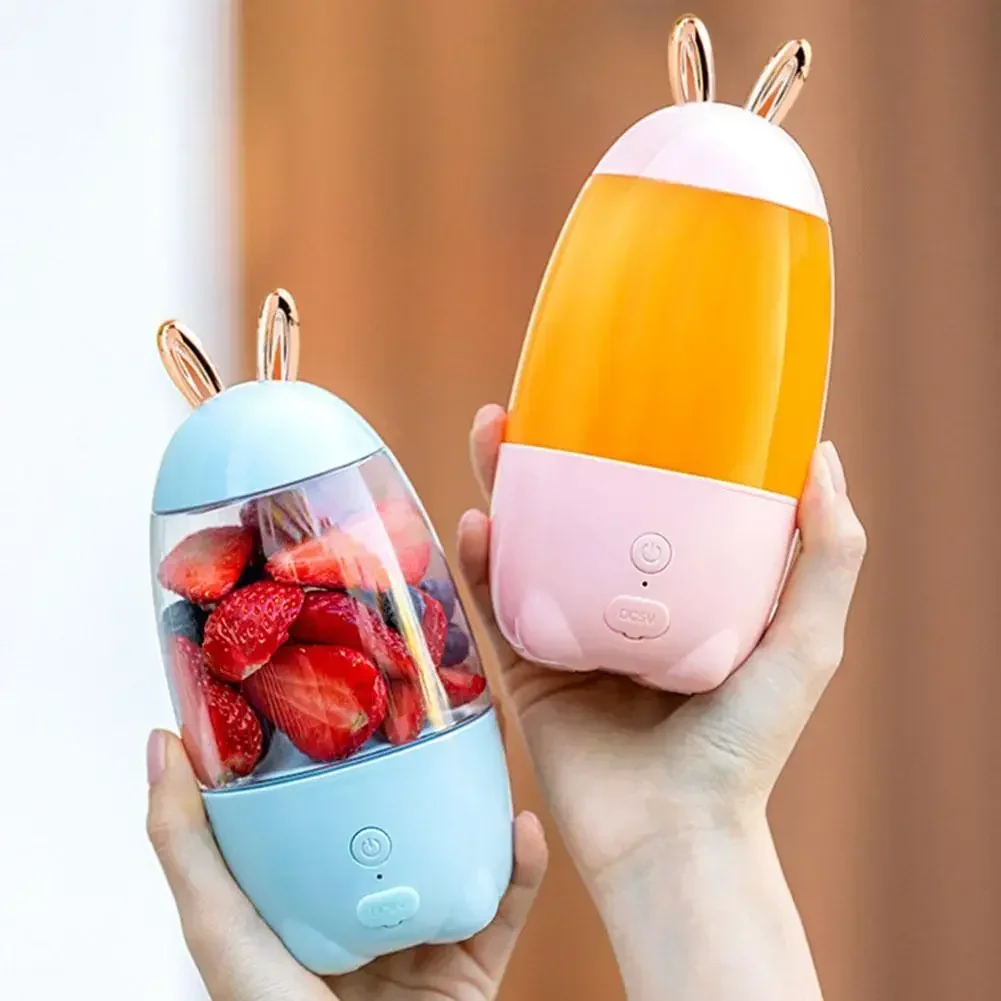 

Dropshipping Lovely Rabbit Household Portable USB Rechargeable Juicer Cup Fruit Blender Mixer Portable Mini Size Fruit Juicer