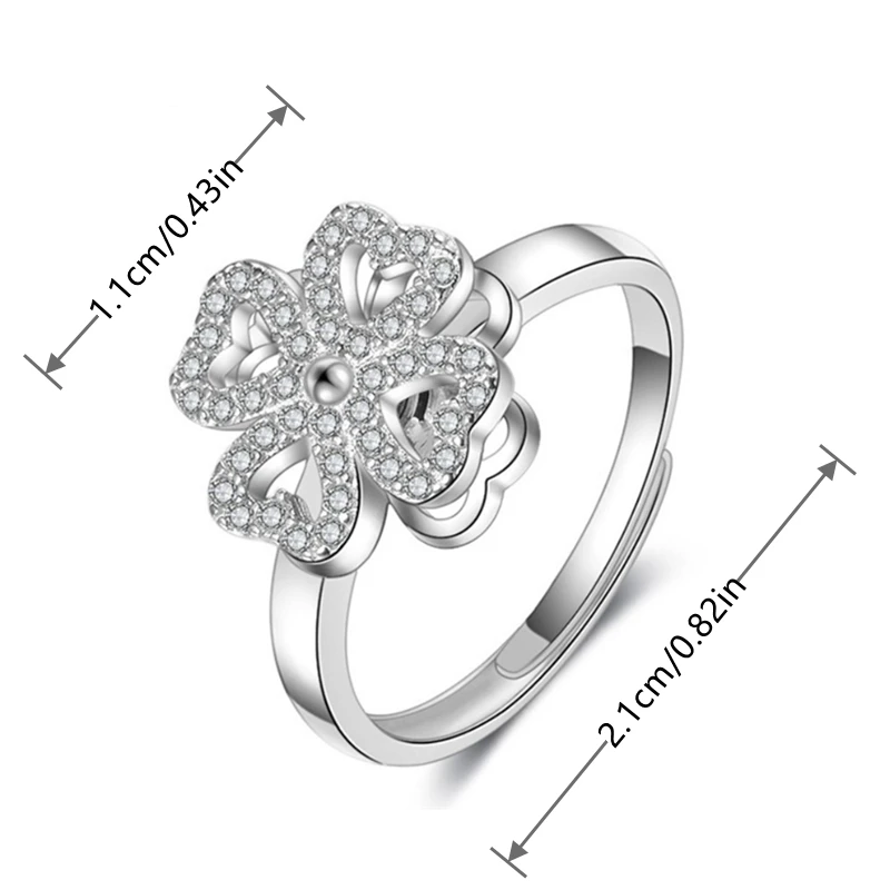 S925 Sterling Silver Color Rotatable Opening Rings For Women Girl Multiple Style Lady Prevent Allergy Jewelry Ornament