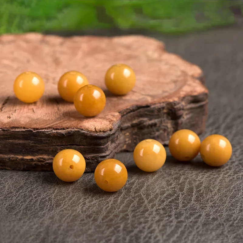 Grade A Myanmar Jadeite Yellow Jade Round Beads For Jewelry Making Diy String Bracelet Beaded Necklace Charm Jewelry Accessories