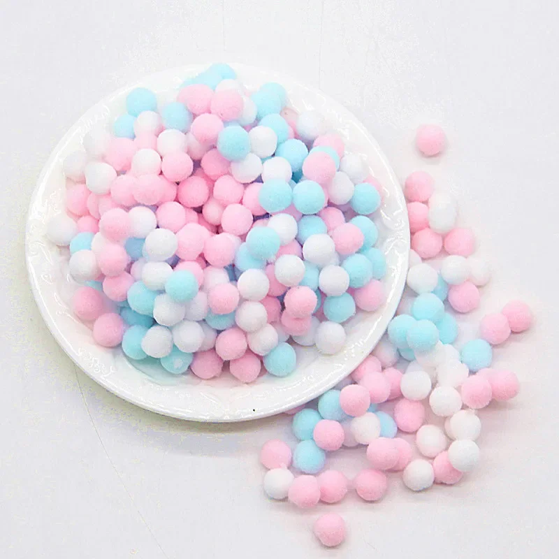 Pink Blue Mix Color Pompones 8/10/15/20/25/30mm Pompoms DIY Doll Craft Sparkly Pompom Balls Wedding Christmas Decoration