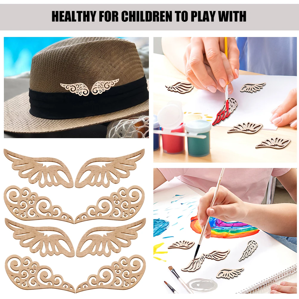 

40Pcs Wooden Wings Cutouts Angel Wing Shape Unfinished Wood Chip DIY Craft Materials Home School Decor Angel Wings for Crafts