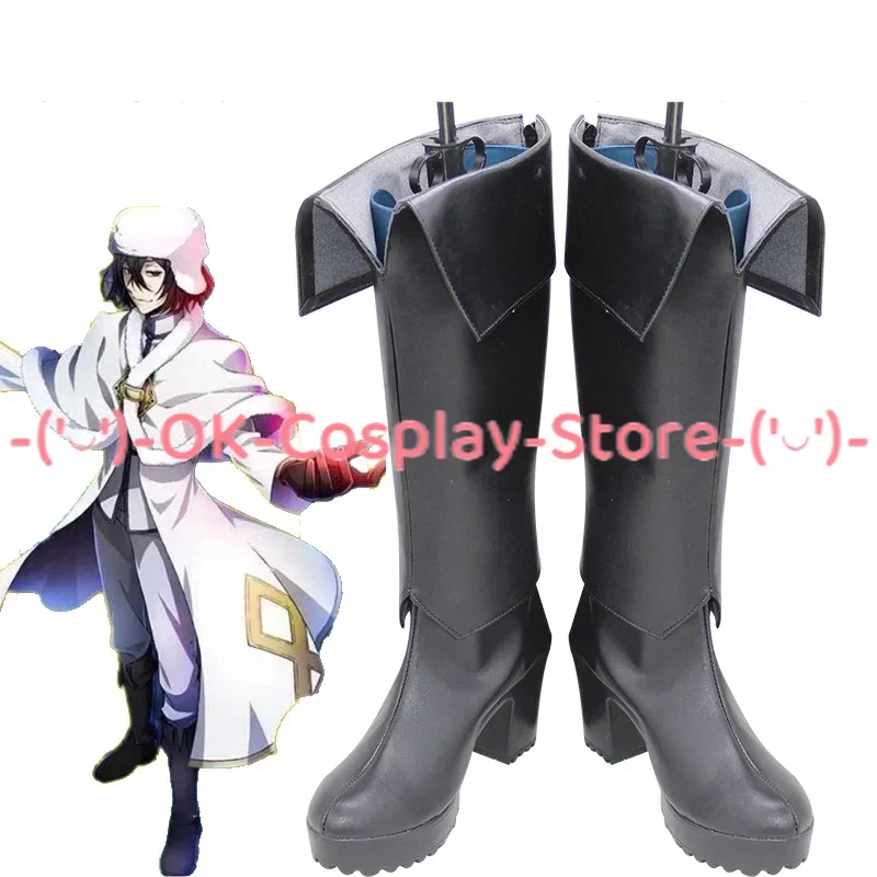 Fyodor Dostoyevsky Cosplay Shoes Anime Bungo Stray Dogs Cosplay Prop PU Leather Shoes Halloween Carnival Boots Custom Made