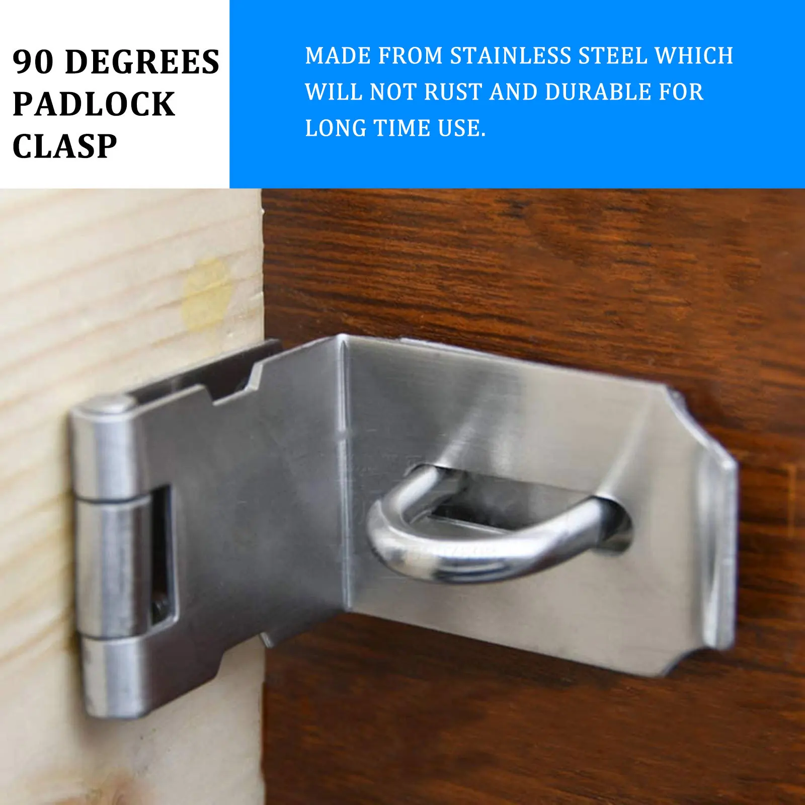 

2pcs Right Angle Door Lock Buckle 90 Degree Stainless Steel Hasp For Cabinet Door Window Pet Cage Gate Durable