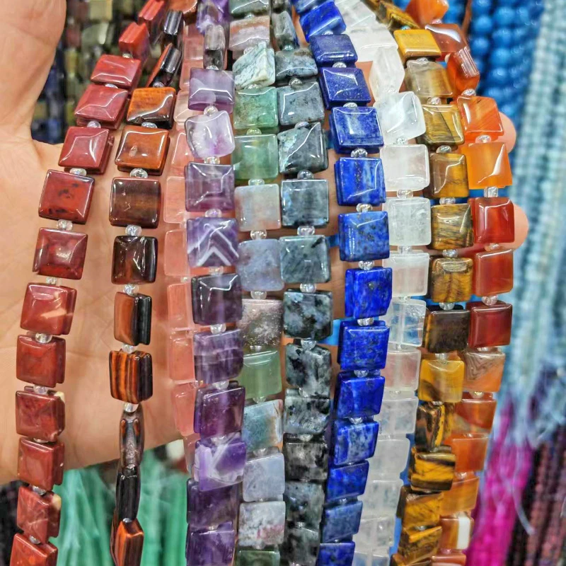 New Natural Stone Square Bead Groove Loose Bead Handmade DIY Bracelet Necklace Sweater Chain Jewelry Accessories Wholesale