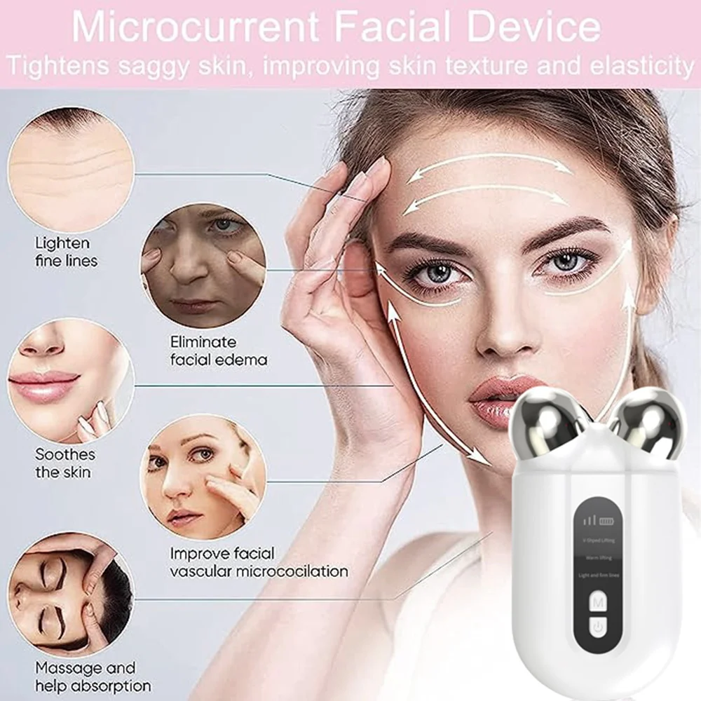 Rodillo masajeador Facial de microcorriente, máquina de Estiramiento Facial, masajeador con rodillo Facial en V, rejuvenecimiento de la piel, dispositivo de belleza antiarrugas