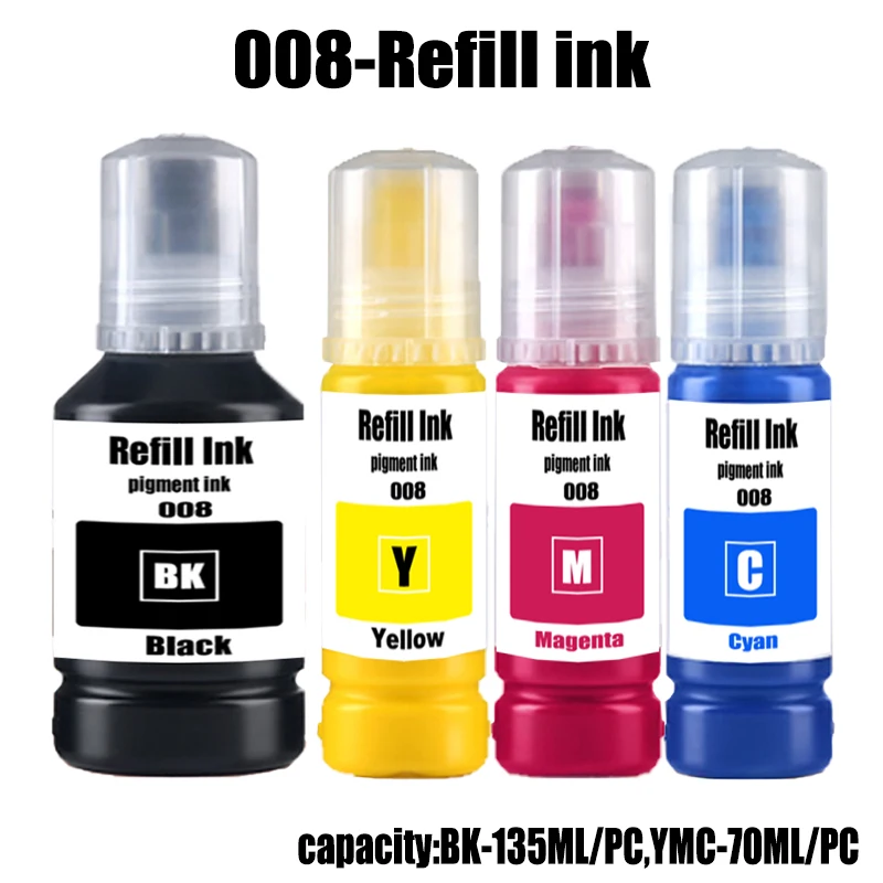

008 C13T06G100 Refill Pigment Ink Compatible for Epson Ecotank L15150 L15160 L6460 L6490 L6550 L6570 L6580 Printer