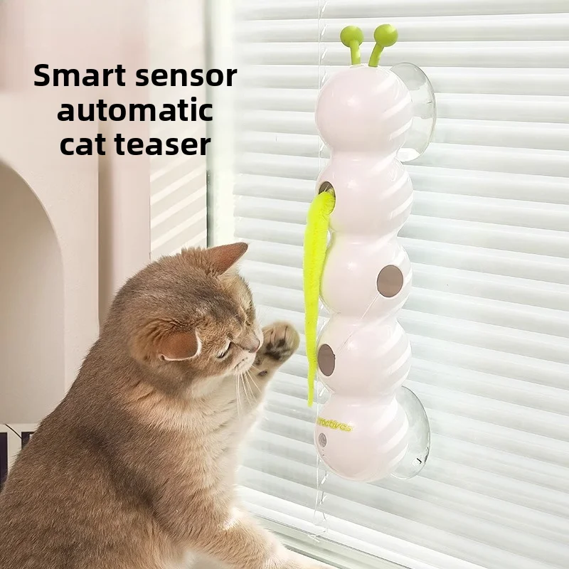 Smart Sensor Electric Caterpillar Cat Teaser Suction Cup Boredom Relief Automatic Self Play Toy for Cats Kittens