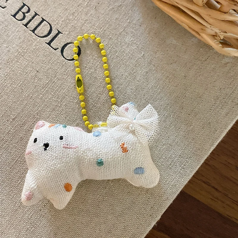 Kawaii брелок с изображением кота, кролика и медведя, мультяшный плюшевый брелок для ключей, милый держатель для ключей, подвесное украшение, подарок на день рождения