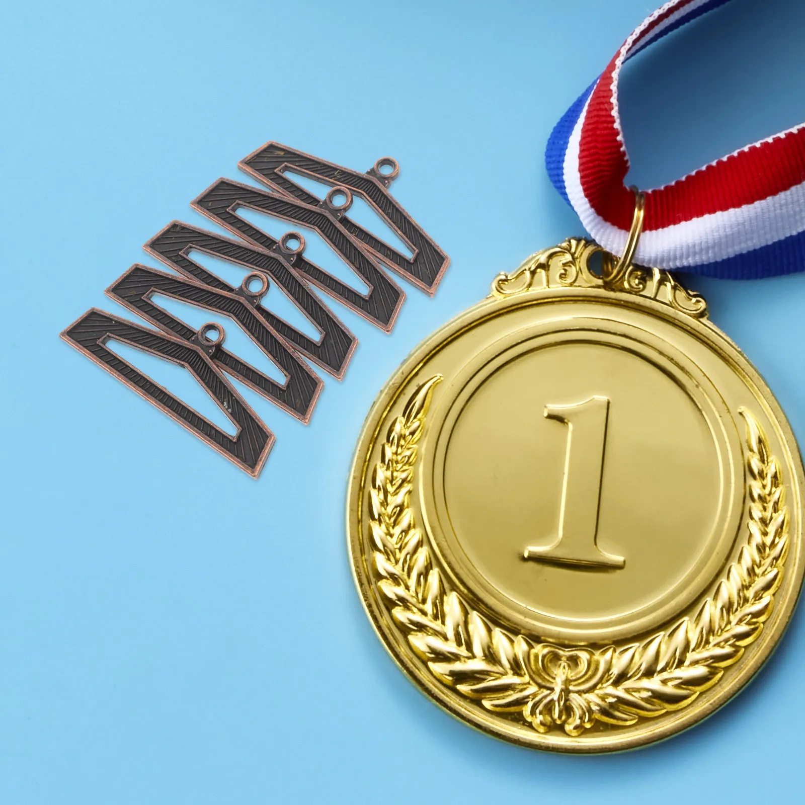 10Pcs Metal Ribbon Buckle Horizontal Aesthetic Medal Display Holder Secure Attachment for Race Medal Wall Hanger Trophy Shelf