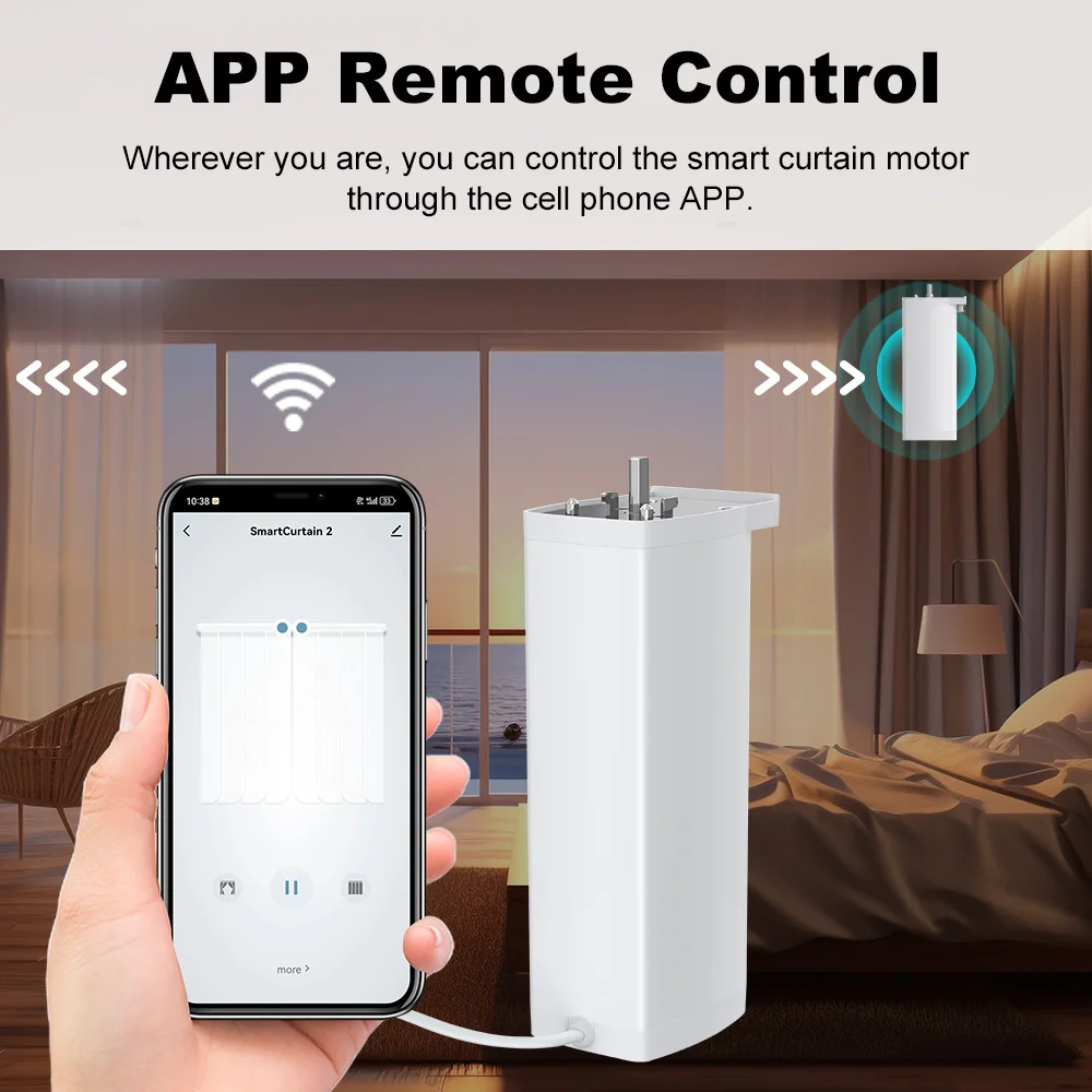 Tuya WIFI Electric Smart curtain Motor 15cm size Smart Life With 2 channel Remote Compatable Alexa, Google home Assistant, Alice