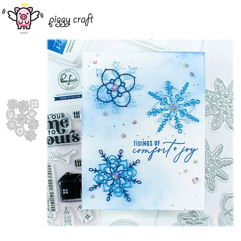 

Piggy Craft metal cutting dies cut die mold Various winter snowflakes Scrapbook paper craft knife mould blade punch stencils die