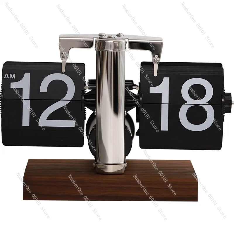 

Light Luxury Automatic Page-Turning Desk Clock, Retro Mechanical Style Digital Clock, Creative Living Room Decorative Ornament