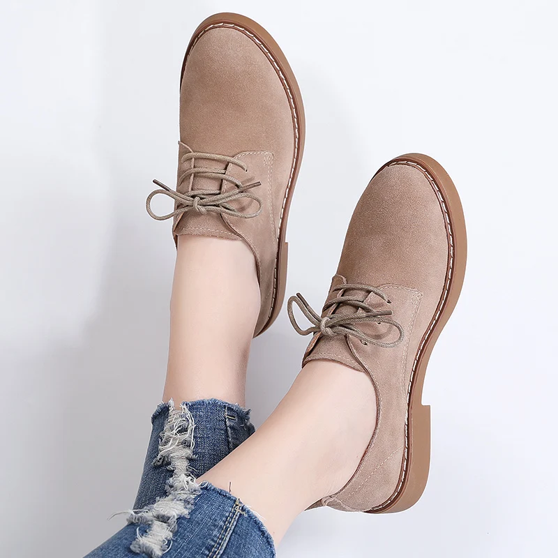 2024 new retro women\'s shoes suede small leather shoes leather casual British style lace-up daily work mother single shoes