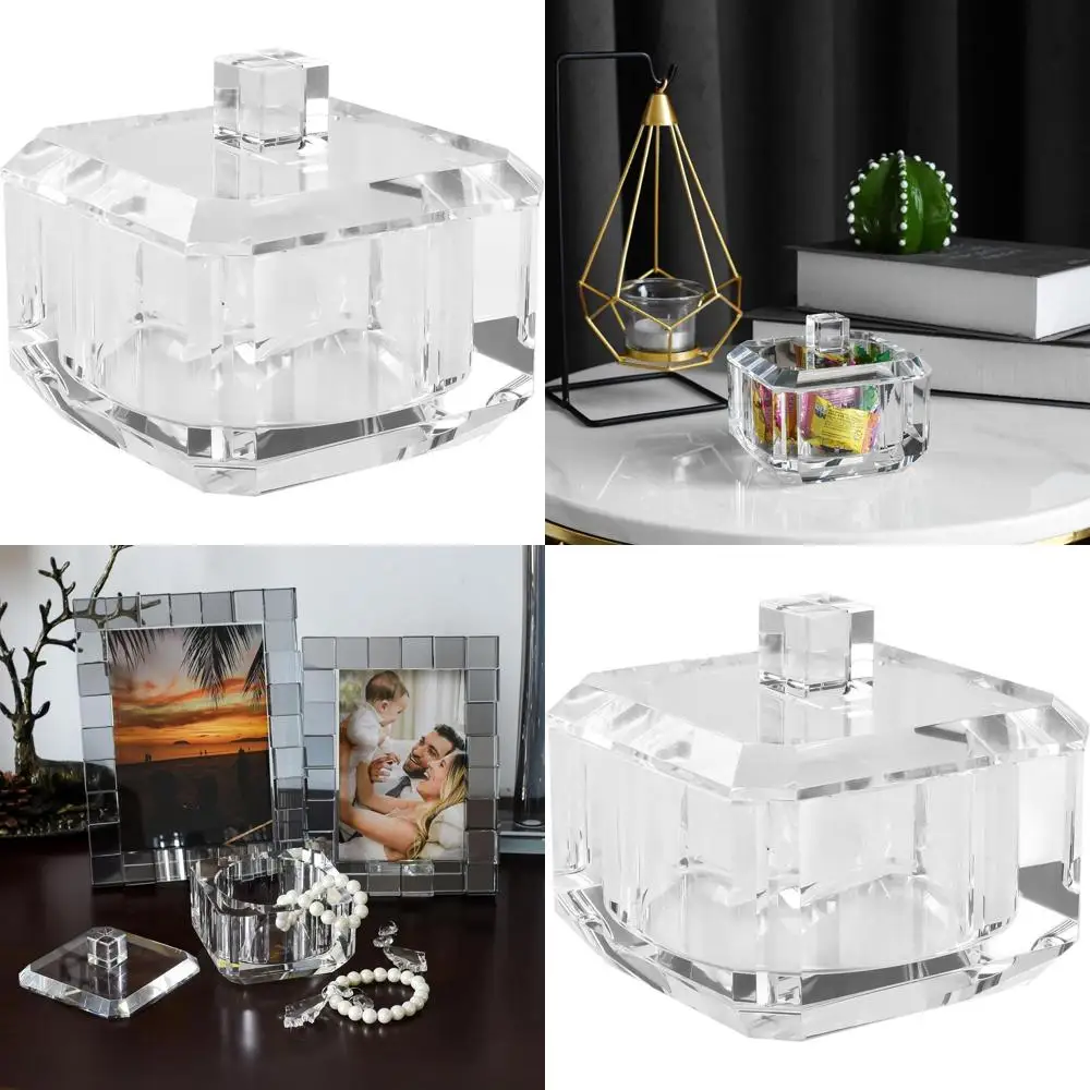 

Handcrafted Crystal Candy Dish with Lid, 4 W x 3.5 H, Decorative Jewelry Box, Includes Gift Box
