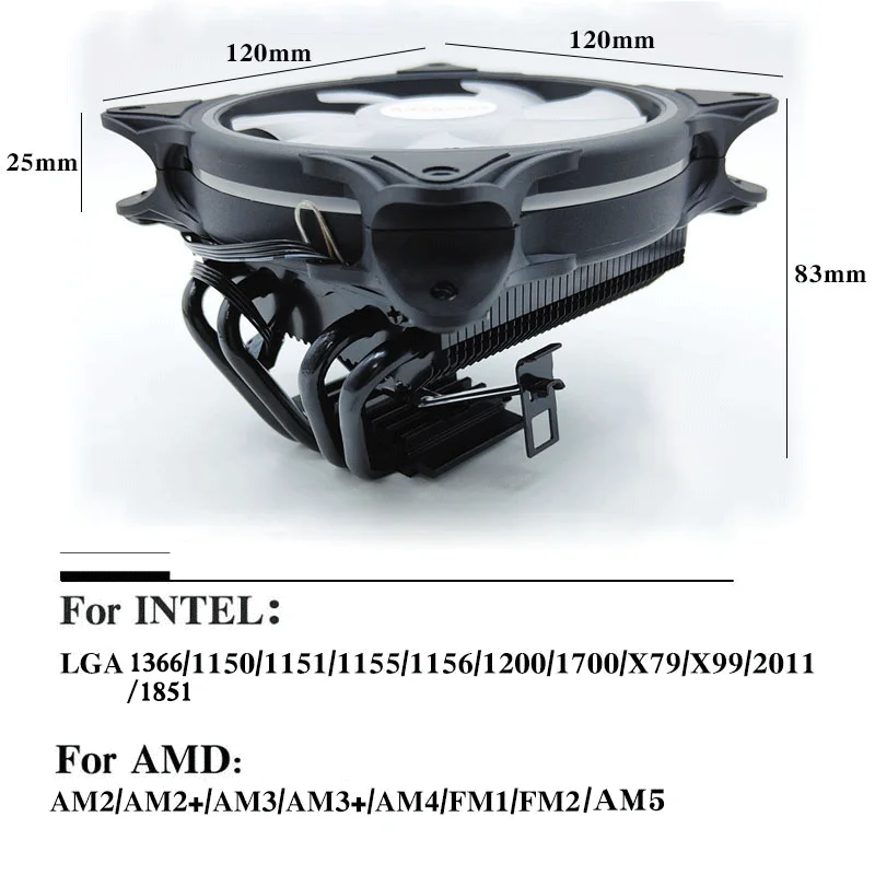 X99 وحدة المعالجة المركزية مبرد الهواء 4 أنابيب الحرارة الكمبيوتر معالج خفيف برودة إنتل LGA 775 1151 1156 1200 1700 2011 X79 X99 AMD AM2 AM3 AM5