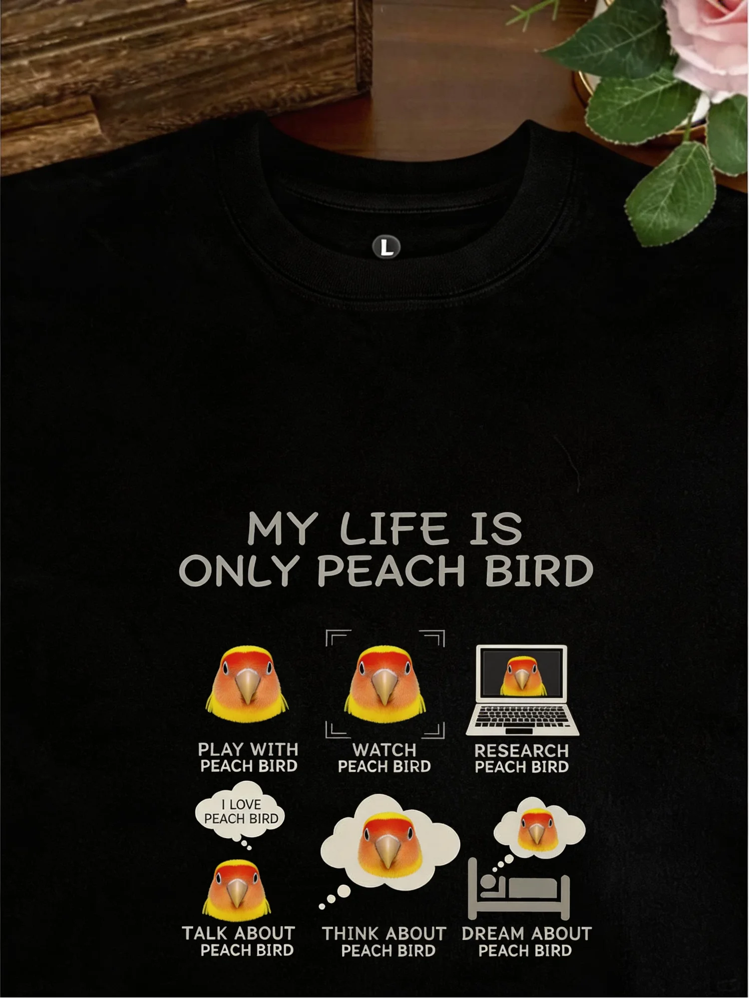 Loose Fit Pure Cotton Short Sleeve T-Shirt Memes Picture Fun Design Casual Wear Breathable Comfortable Unisex Bird Watching T...