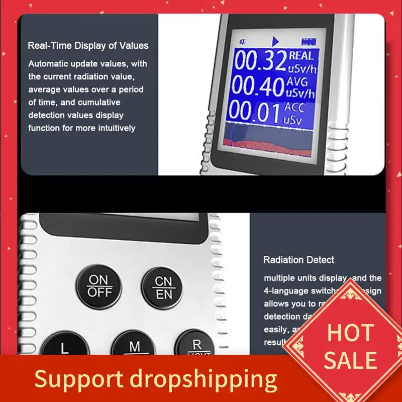 

B44C Handheld Nuclear Radiation Detector Household Laboratory Digital LCD Display Multi-Function Radioactive Geiger Counter