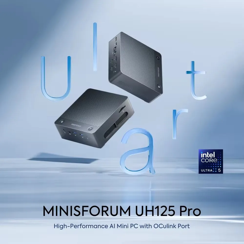 MINISFORUM AI Mini PC UH125 Pro Intel Ultra 5 125H 2*USB4 2*5G LAN Oculink Copilot Button Windows 11 Gaming Mini Computer WiFi6E