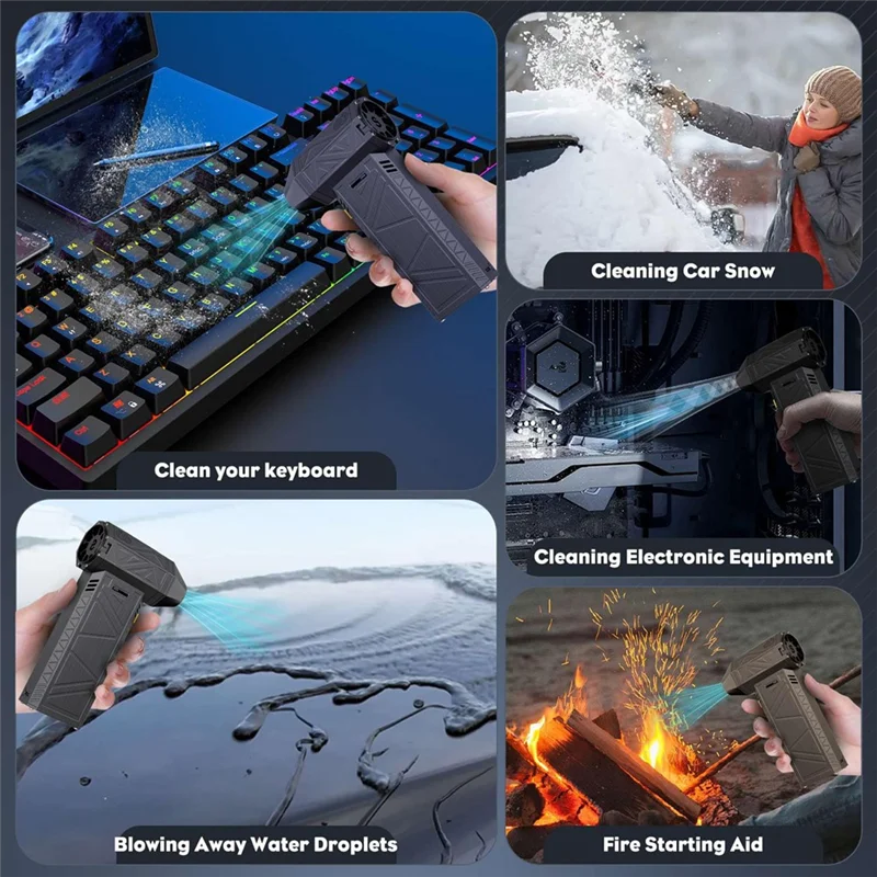 Suku Cadang Rumah Tangga Kemoceng Udara Terkompresi 130,000 RPM Kipas Jet Turbo Kekuatan Super Blower Mini, Kemoceng Udara Listrik untuk Membersihkan Keyboar