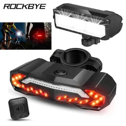 Rockbye Bicycle Headlight with Horn Alarm Remote Control Waterproof Bicycle Tail Light with Turn Signal Bicycle Anti-theft Alarm