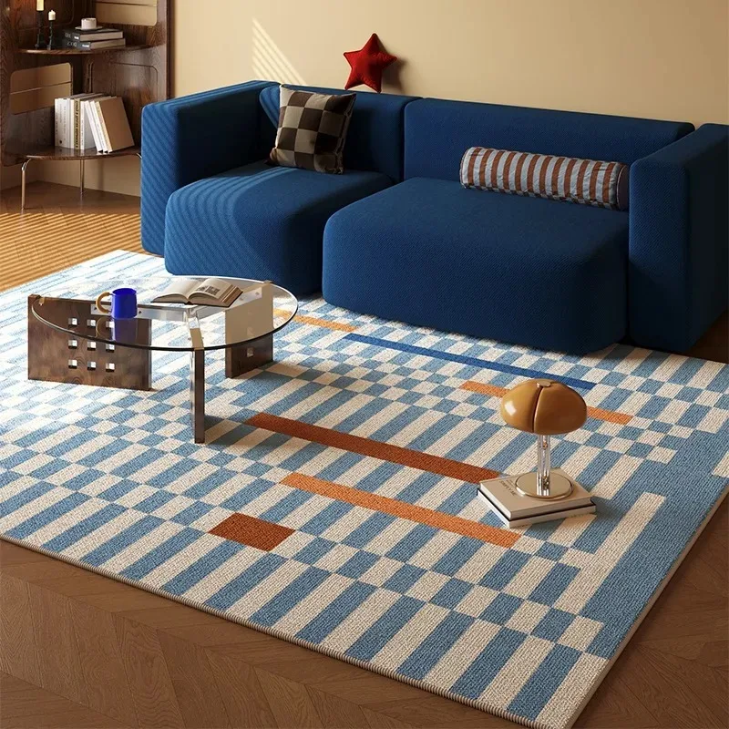 Living Room Carpet Non-slip Waterproof Stain-resistant Floor Mat Minimalist Blue White Striped Rug Large Area Home Decor Mats view 3