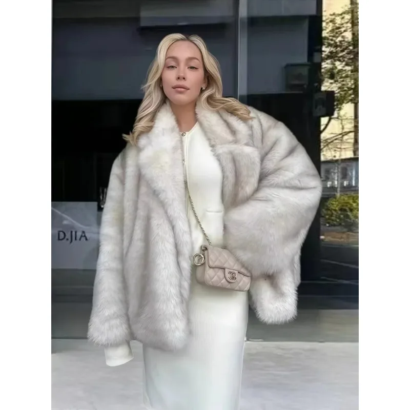 

Женское повседневное однотонное пальто с отложным воротником, длинными рукавами, удобное, свободного кроя, из искусственного меха, короткое, зимнее, теплое, верхняя одежда