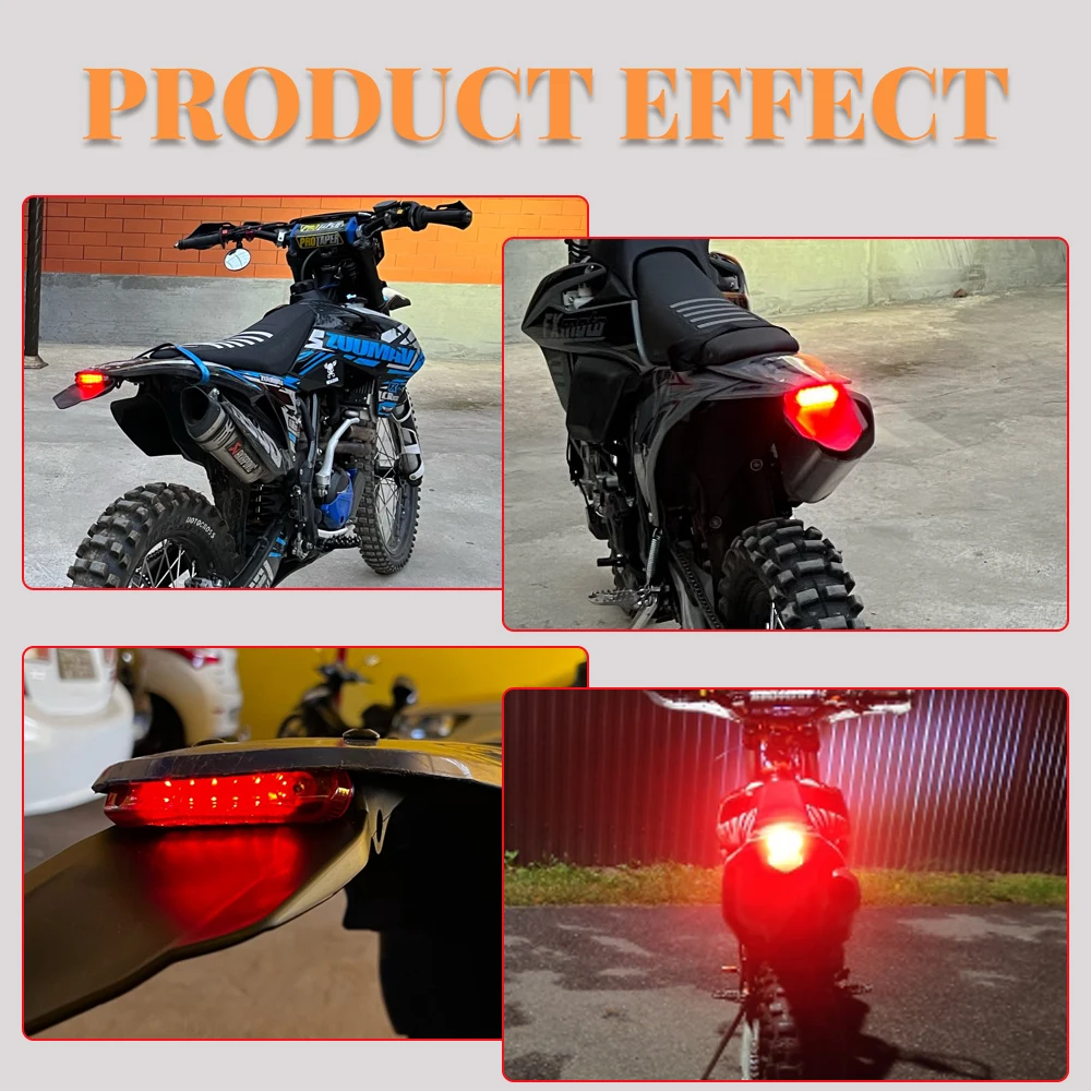 دراجة نارية LED الضوء الخلفي مصباح مكبح 12 فولت ل إندورو الترابية دراجة درب Super Moto موتوكروس إندورو الحاجز الخلفي لوحة ترخيص قوس