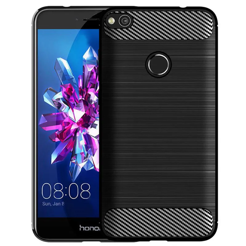 Shockproof Case For Honor 8 Lite Phone Cover Silicone Brushed Cases For honor 8lite Huawey Carbon Fiber Case