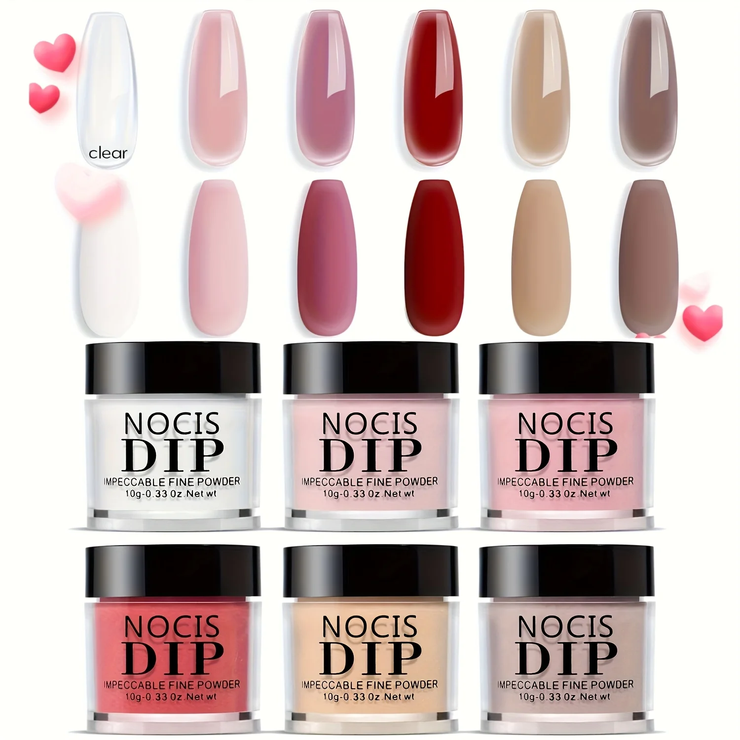 

A Dip Powder Nail Kit Featuring 6 Shades Including Perfect for Year-Round Use. Ideal for Manicures at Home Without
