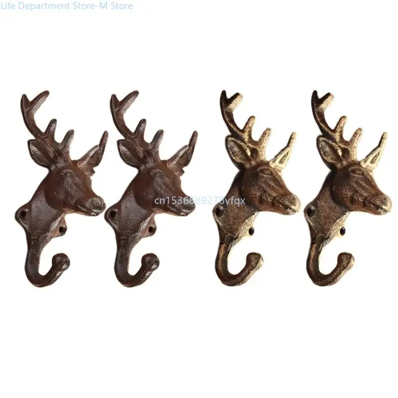 

Functional Iron Deer Head Wall Hook for Fashionable Home Storage 2 Pieces