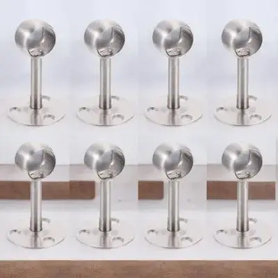

8 Pcs Closet Rod Support Stainless Steel Brackets Hooks Wardrobe Pole Holder Curtain