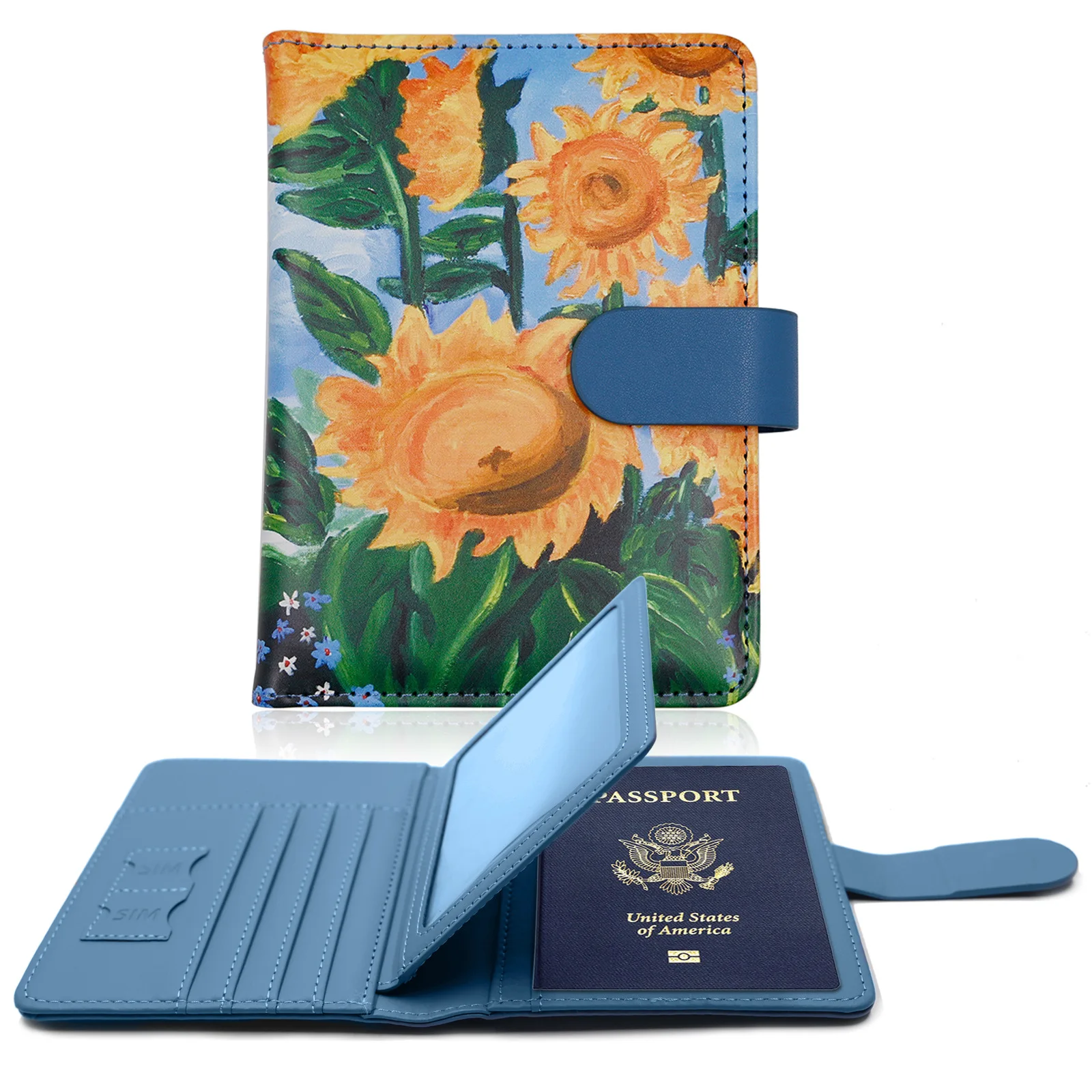 High-Quality Flower Passport Cover PU Leather Man Women Travel Passport Holder With Credit Card Holder Wallet Protector Cover