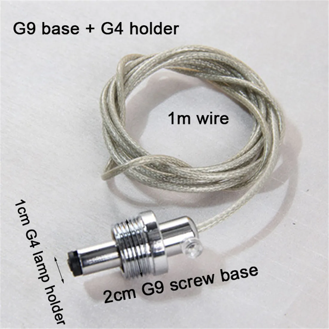 2PCS G9 Metal Thread Holder with G4 Socket and 1m hanging wire  G9 G4 Screw base for Hot Halogen CFL LED Bulb