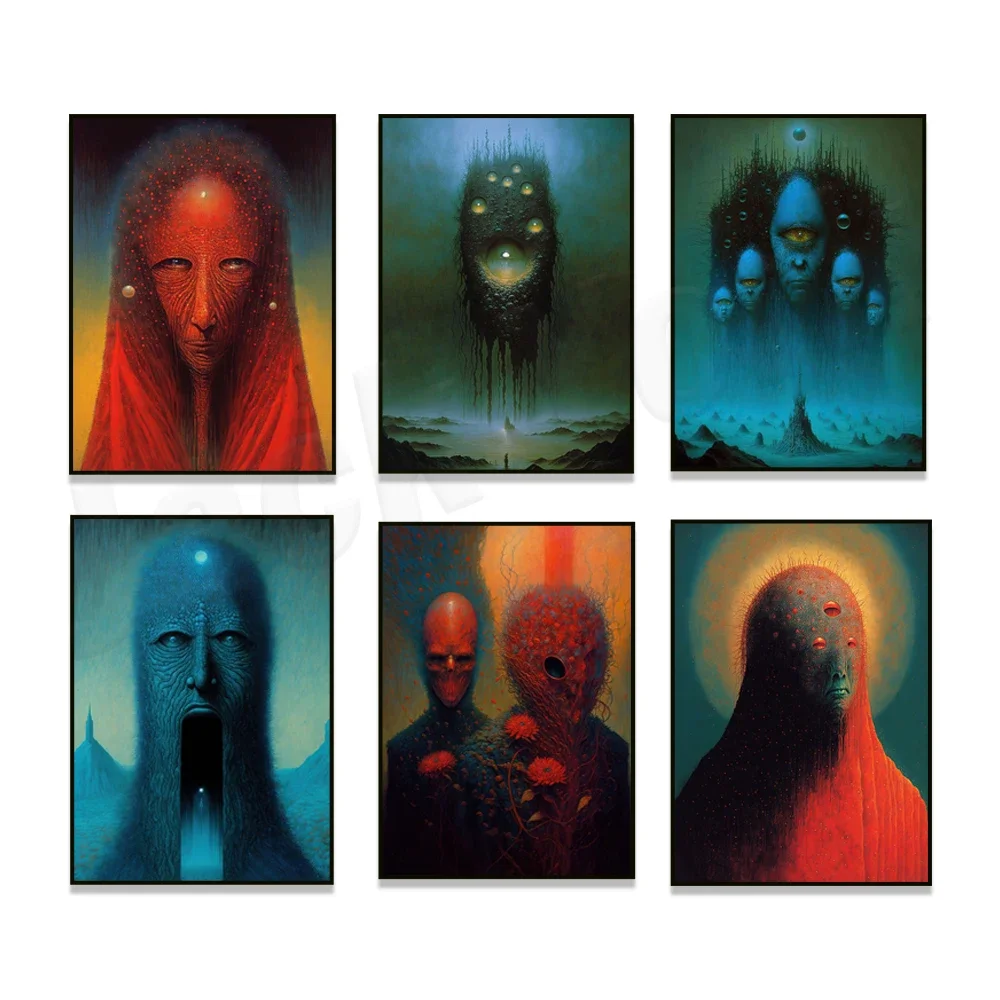 ملصق Zdzislav Beksiansk، فن تلميع، عين الحكم، طباعة فنية سريالية، طباعة فنية قوطية داكنة، ديكور منزلي غامض #1