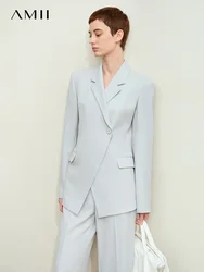 Amii-Blazers Crantés Minimalistes pour Femme, Veste Longue Professionnelle, Qualité Basique, Mode Automne, Vêtements Femme, Nouveau, 2024, 12443051