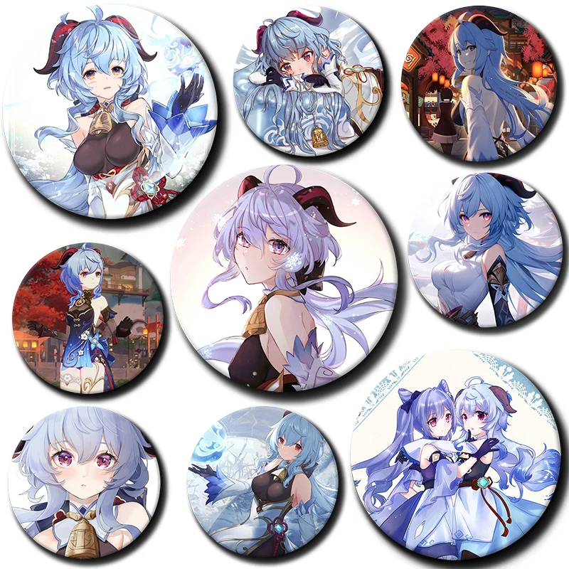 

58mm Cartoon Character Ganyu Soft Button Pin Tinplate Badge Ganyu Brooch Creative Badge for Backpack Clothes Decoration Gift