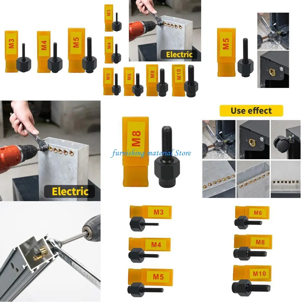 حزمة Y5GD مكونة من 3 أدوات تثبيت صامولة برشام فعالة بأحجام مختلفة من 3 مم إلى 10 مم للحصول على حل تثبيت شامل #1